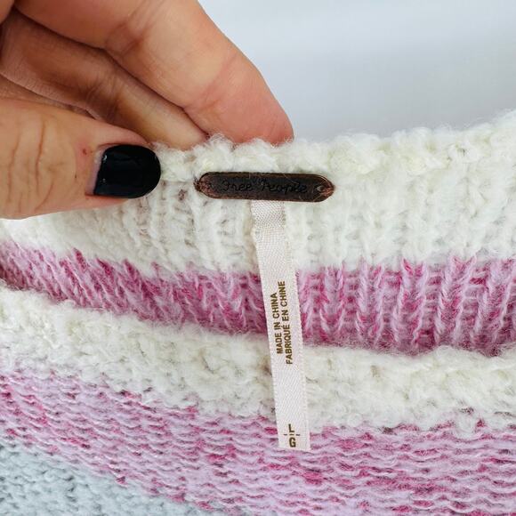 Free People Montmartre Pullover Striped Knit Boat Neck Wool Blend Size L Large - Picture 4 of 8